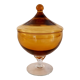 Bonbonnière, drageoir, amber coloured glass vintage