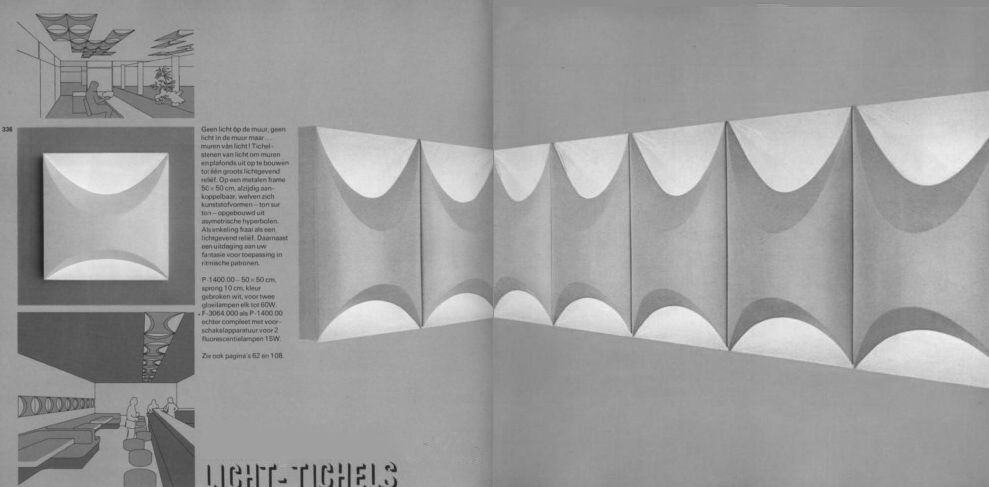 Raak sconce  'Licht-Tichels' P-1400, Amsterdam 1972