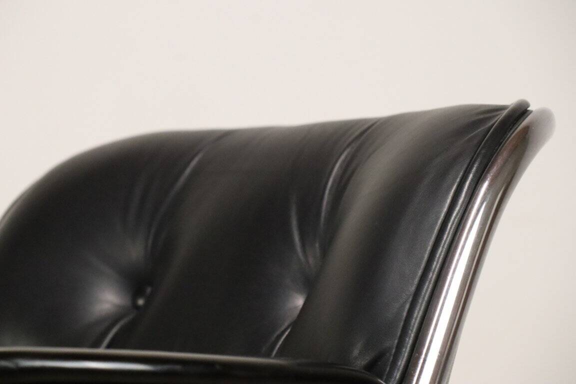 Charles Pollock leather office chair, Knoll edition, 1970