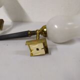 Pair of brass and white opaline wall sconces