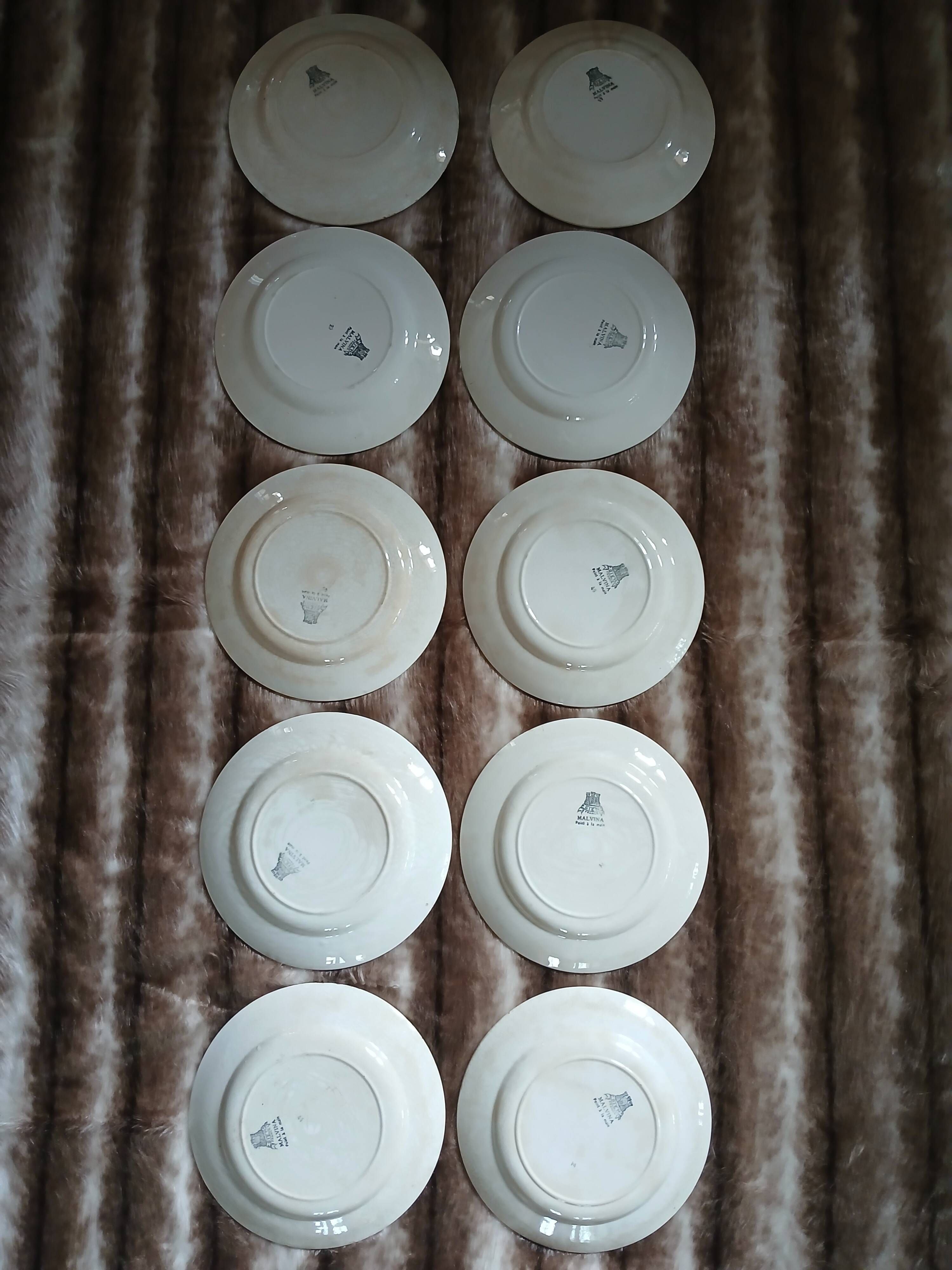 10 assiettes plates anciennes de Gien 