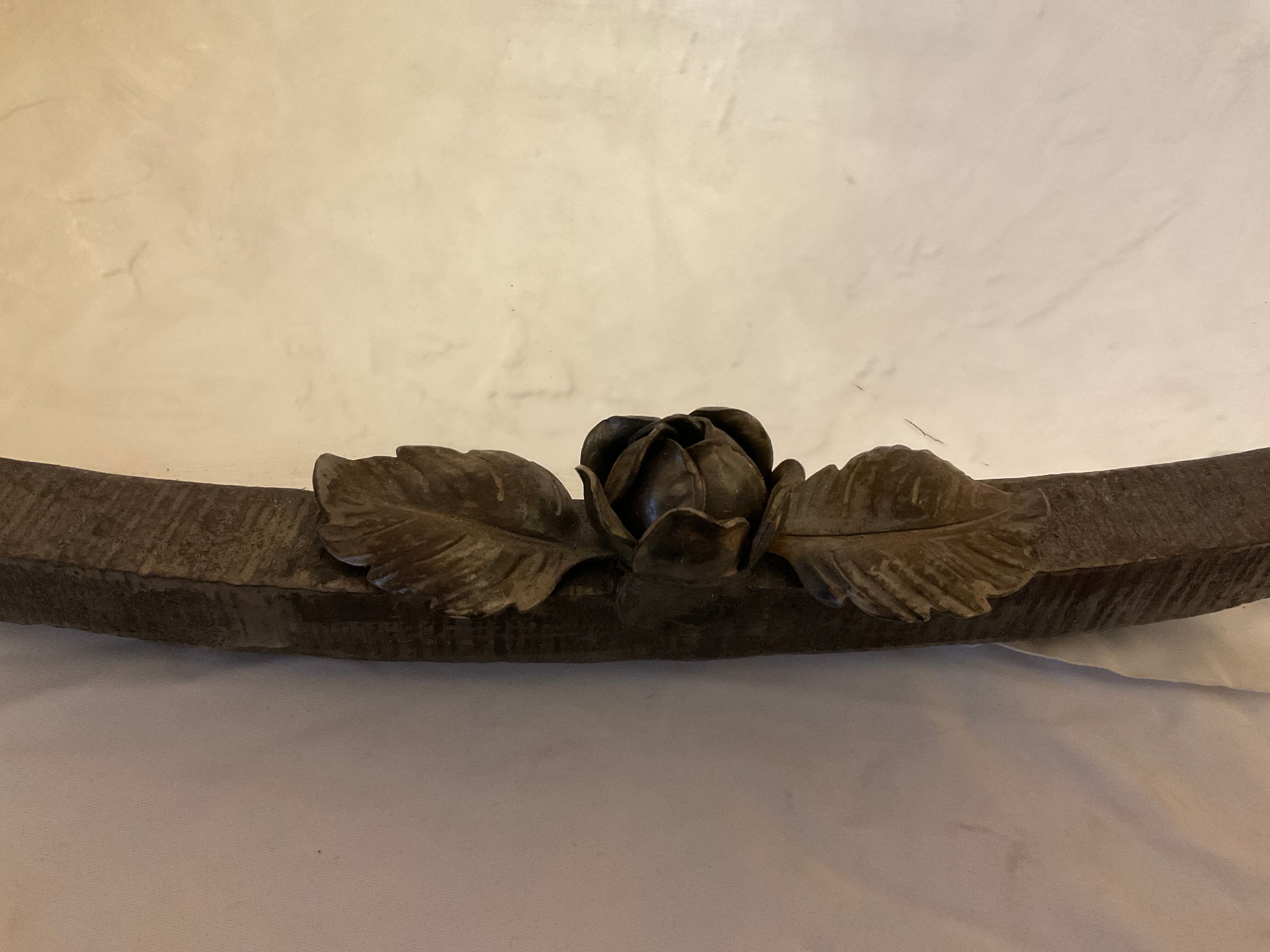 Art nouveau wrought iron wall mirror 71x40cm