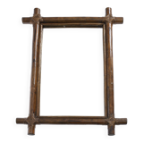 Large old rectangular rattan mirror, 67cm x 47cm