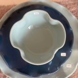 Handmade glazed ceramic bowl with sky blue pop clover flower