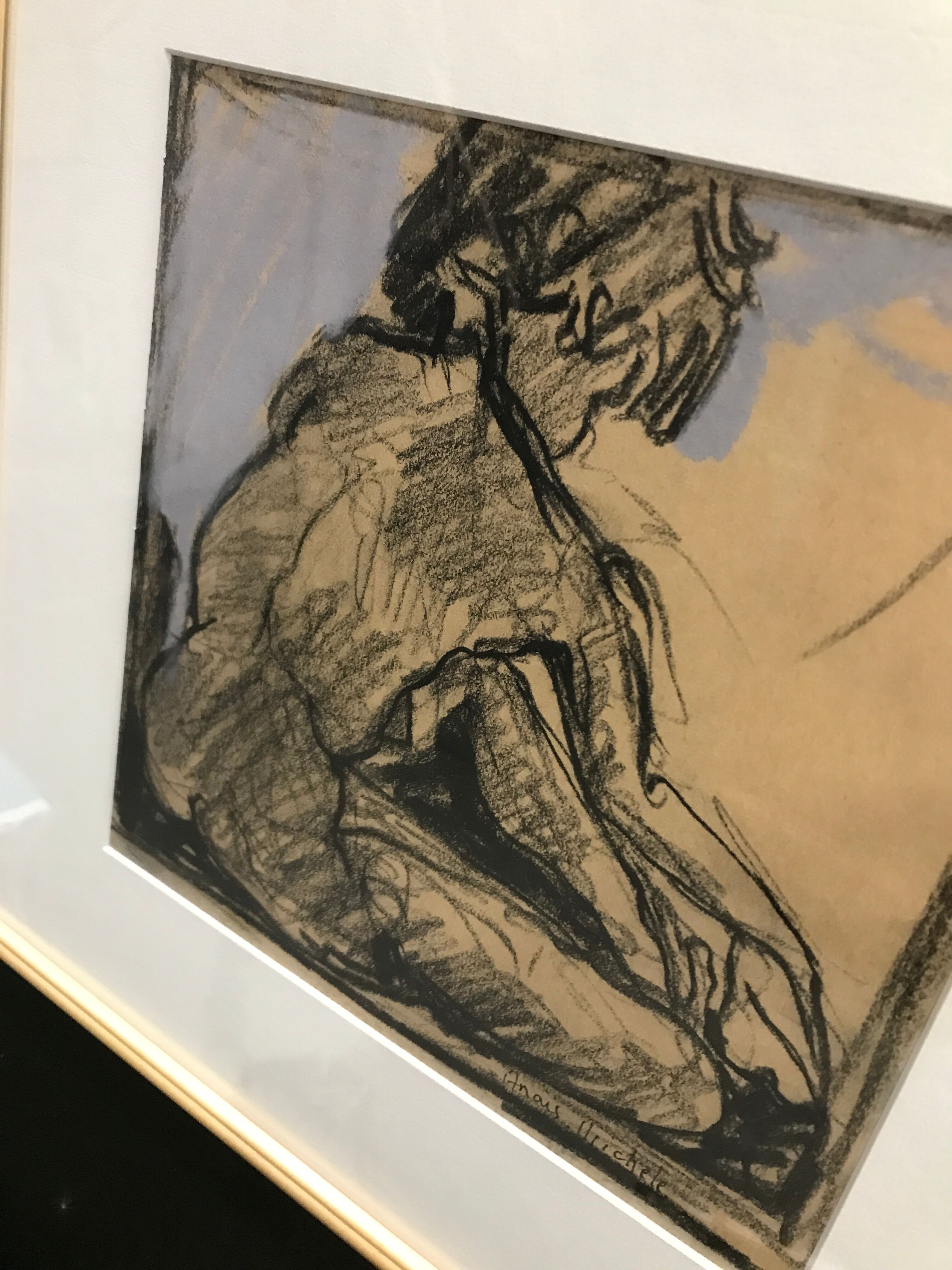 Female naked charcoal painting