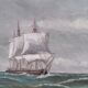 Vintage original seascape oil painting, signed coastal landscape