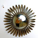 Miroir vintage en laiton à effet soleil, années 1970