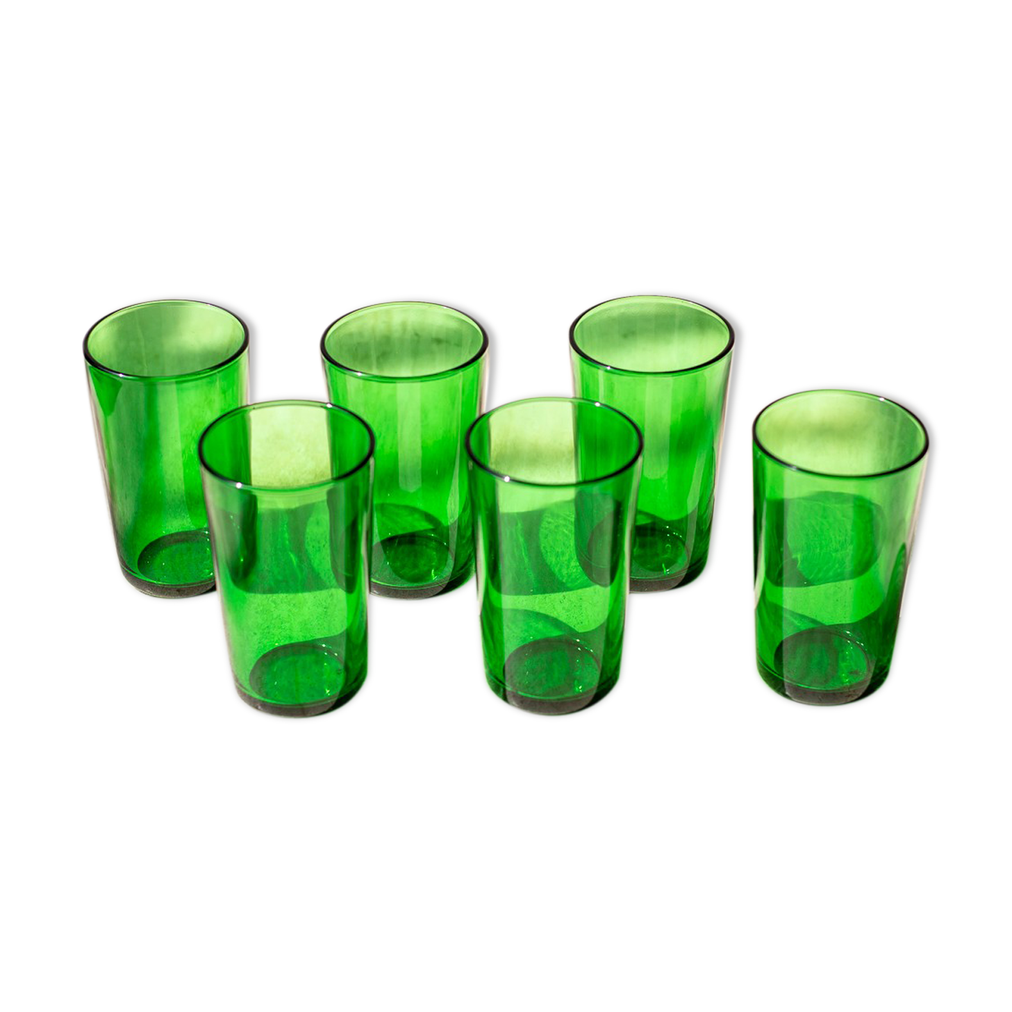 6 verres à eau verts vintage