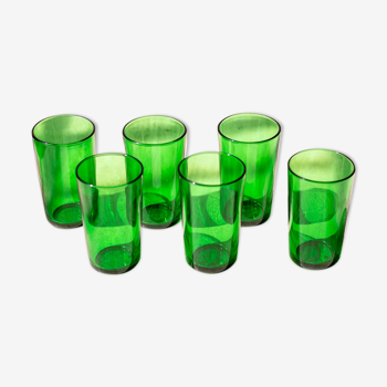 6 verres à eau verts vintage