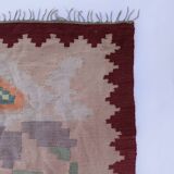 Long Wool Roses Runner Rug 1960s Vintage