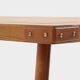 Jacques Adnet dining table oak red leather brass 1950