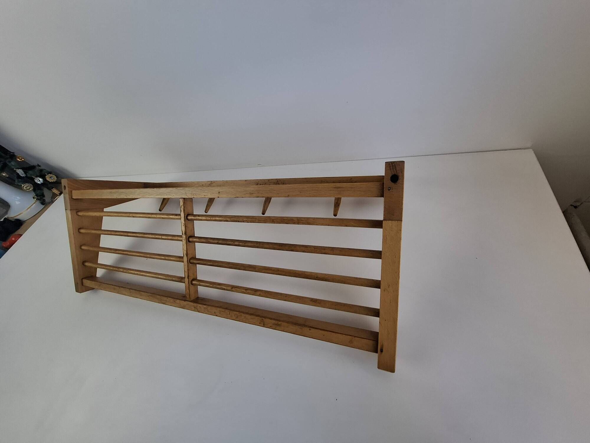 ULUV Czechoslovakian Mid-Century Wooden Wall Coat Rack, circa 1970