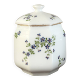 Sugar bowl / sweet jar in Limoges porcelain by Bernardaud with a barb decoration.