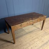 Old decorated wooden kitchen table