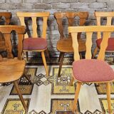 Set of 6 mismatched Baumann style bistro chairs from the 1970s