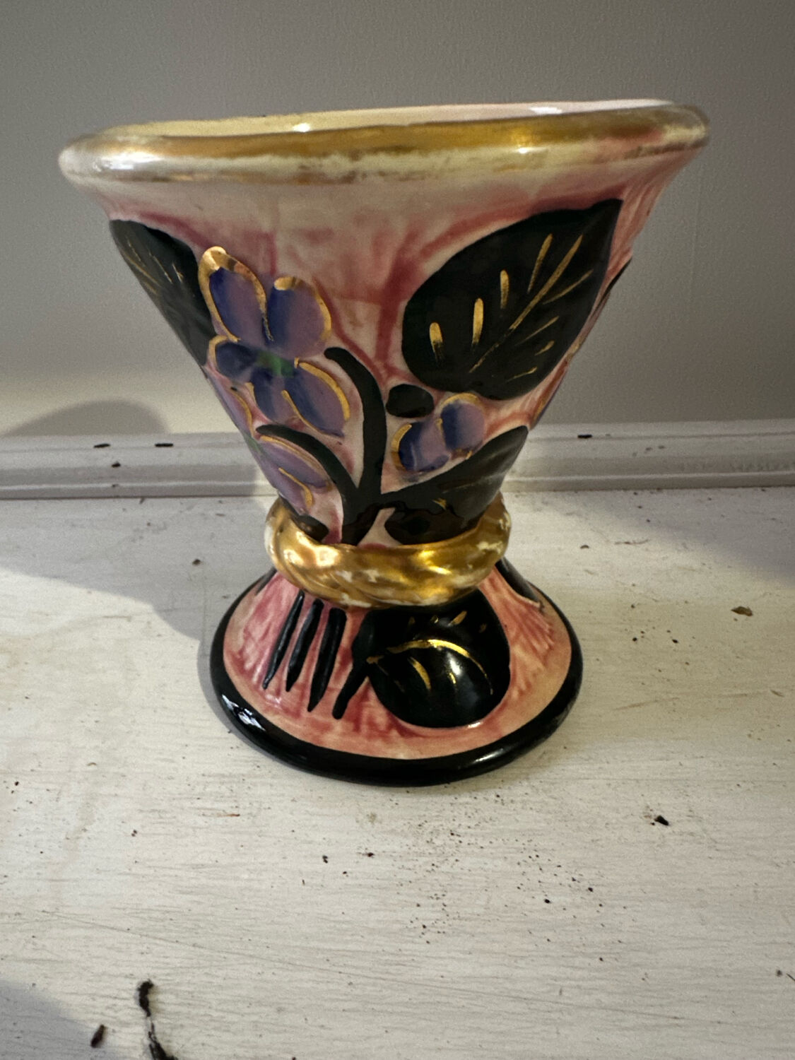 Small vintage conical vase Vallauris workshop JTF floral decoration