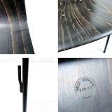 Lot de 2 chaises vintage Pagholz assise brun foncé piètement métal noir Wes