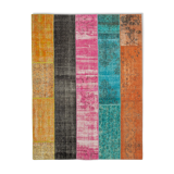Tapis de patchwork turc surteint fait à la main 206 cm x 267 cm multicolor patchwork