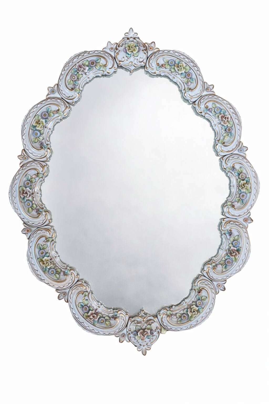 Rococo mirror in floral and gilded Saxon porcelain – Louis XV style