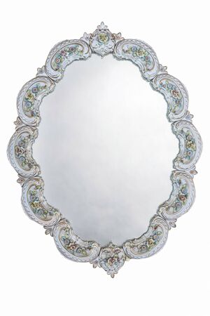 Miroir rocaille en porcelaine - style louis