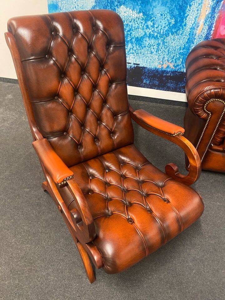 Fauteuil Chesterfield en cuir d'origine
