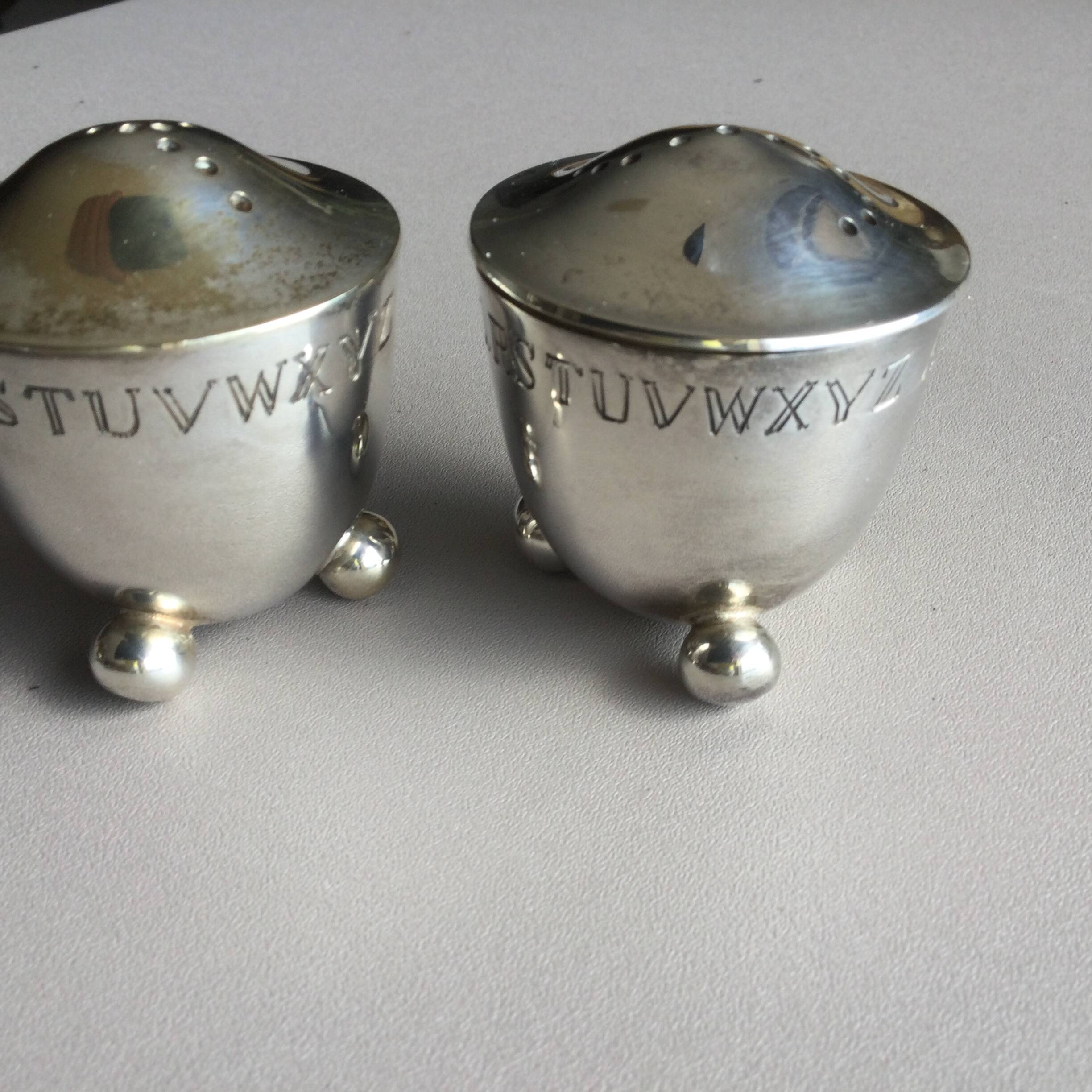 silver-plated salt and pepper shaker set