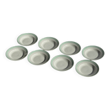 Set of 8 antique turquoise deep plates with a gold rim D22.5