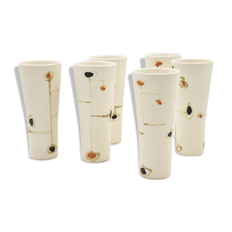 Série de six verres vintage en céramique