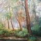 Painting "Pond in the undergrowth" HSP signed, early twentieth century with frame