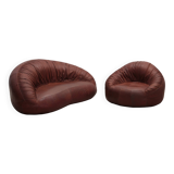 Pangolin leather sofa and armchair by Egg Designs