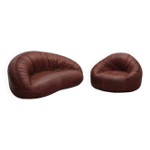Canapé et fauteuil en cuir Pangolin par Egg Designs