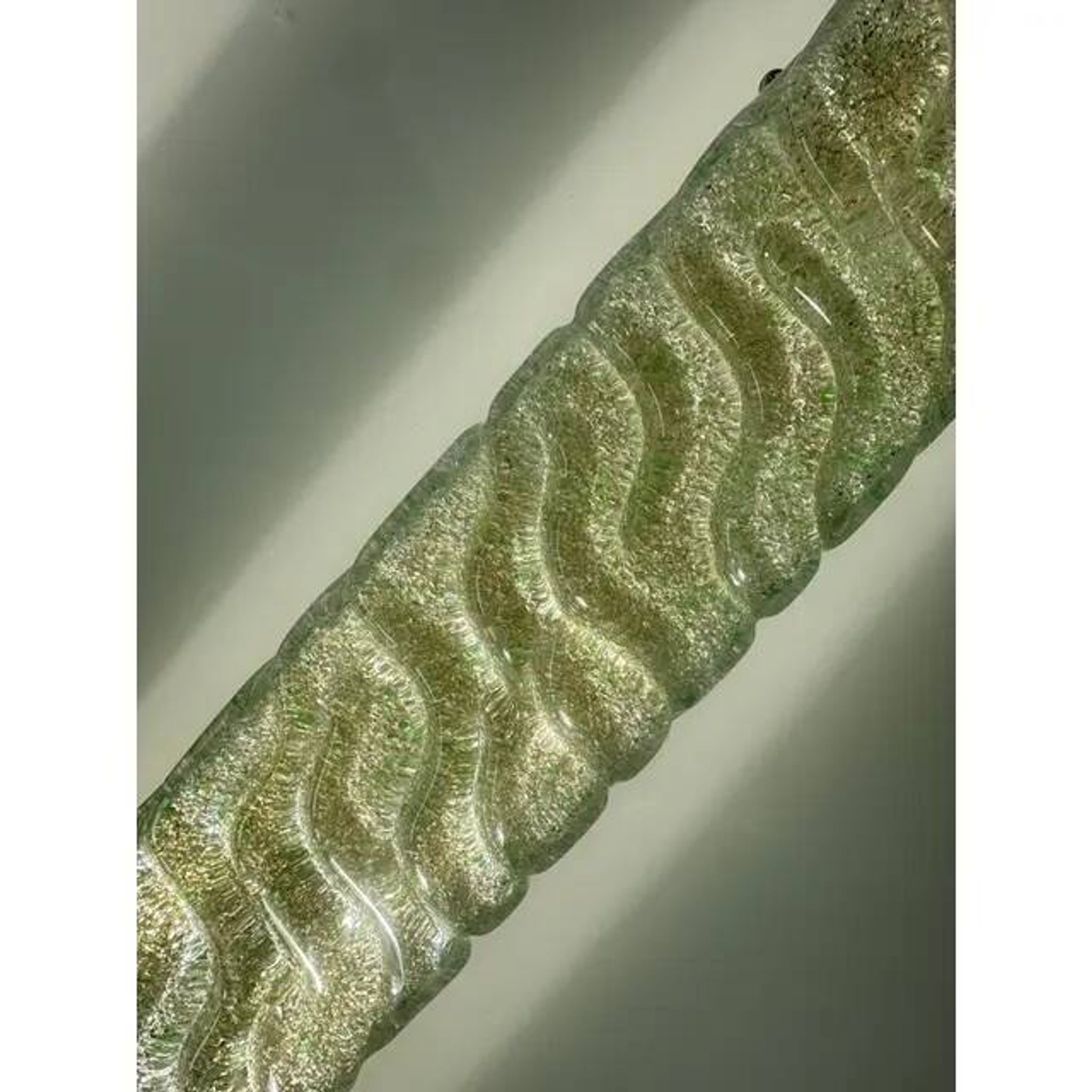 Luxury Gold 24k Wall Sconces With Green “Graniglia” Murano Glass Set of Two
