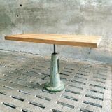 Industrial (garden) table oak on cast iron leg