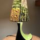 Vintage ceramic lamp in black and green - 1950s / 1960s - Handmade lampshade