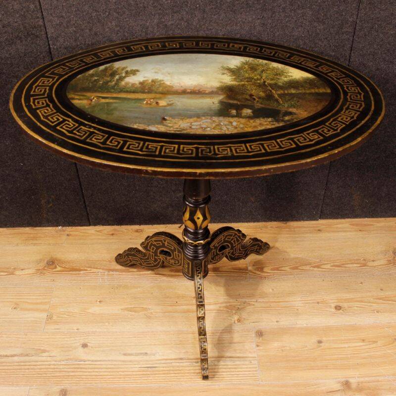 English lacquered and painted side table from 20th century