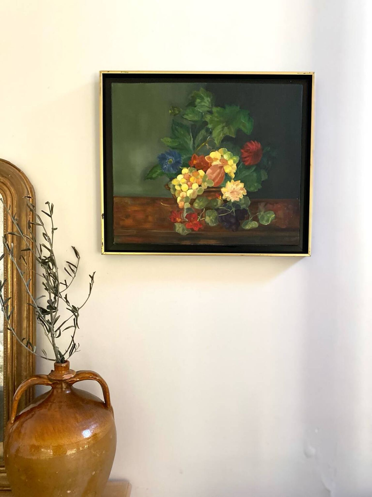 Framed antique oil painting