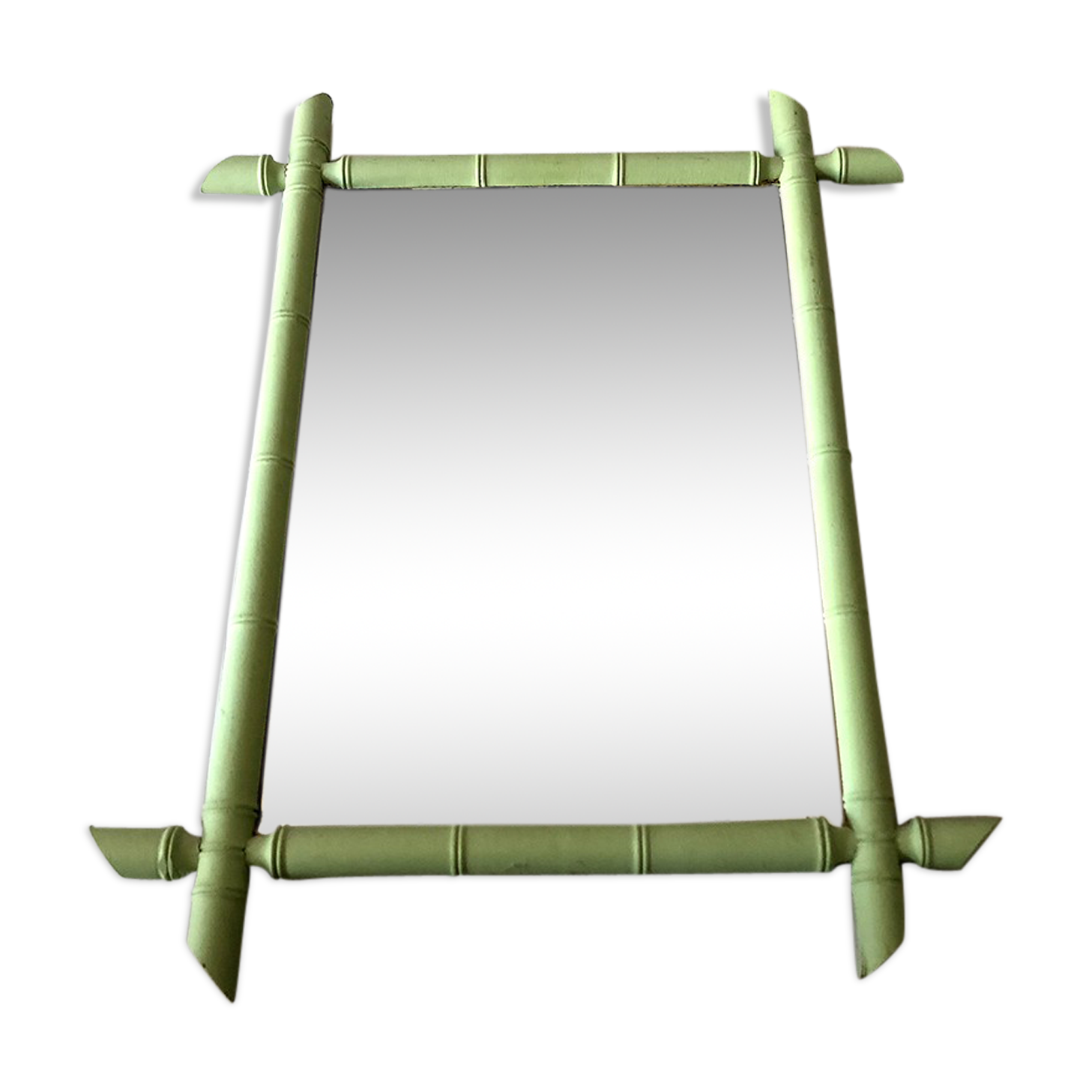 Vintage green rattan mirror