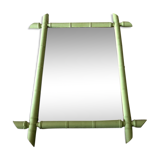 Miroir en rotin vert vintage