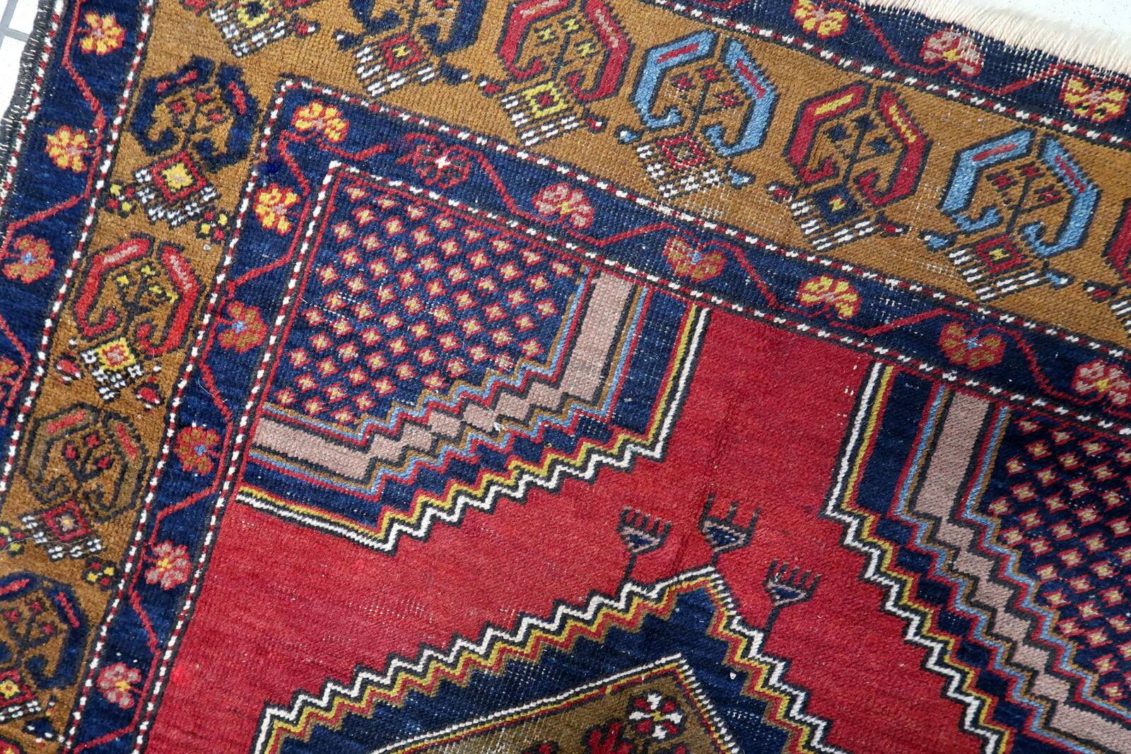 Handmade antique Turkish Anatolian rug 115cm x 218cm, 1920s