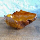 Swedish popular art Very large bowl in dark and curly birch, 1960s