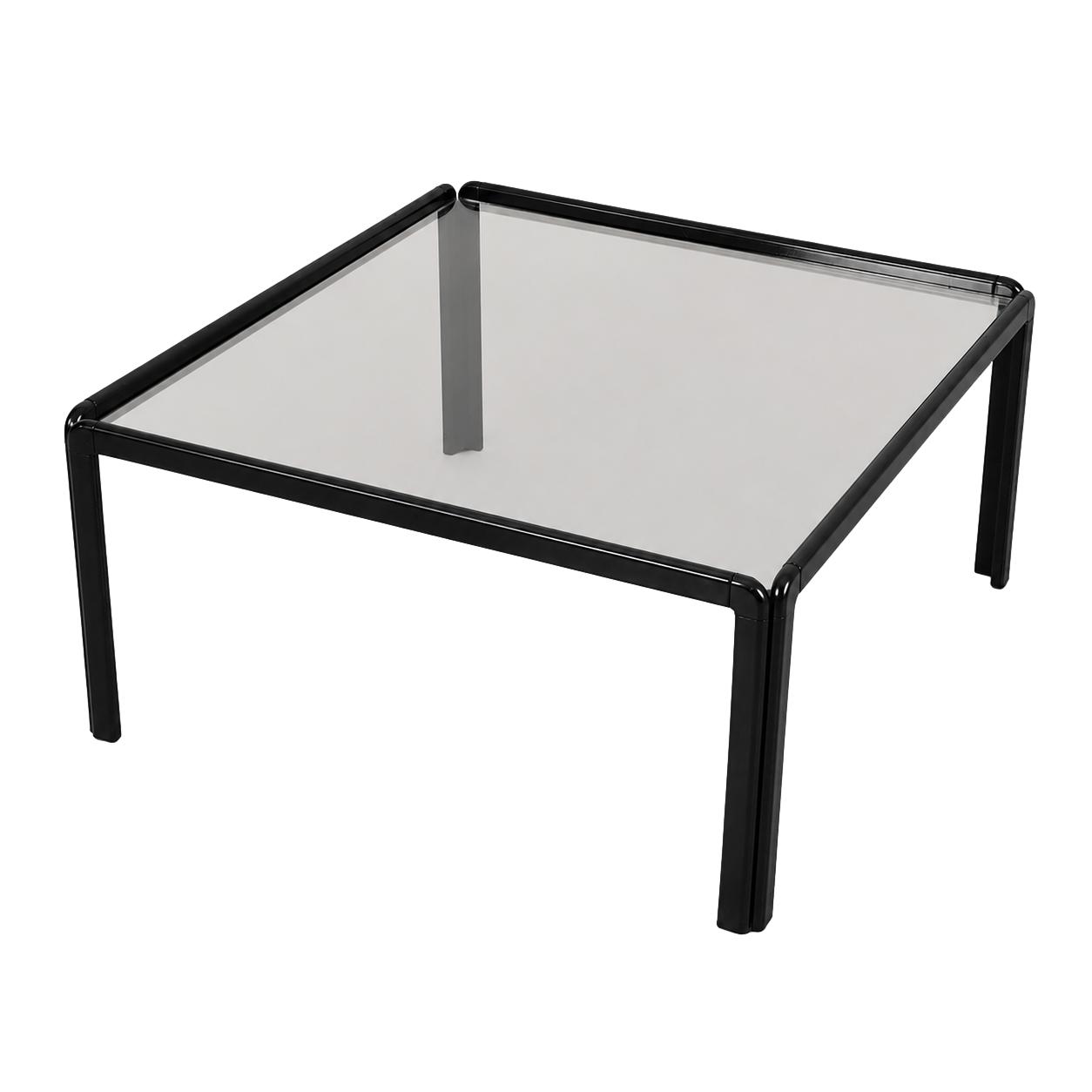 Square glass coffee table, Italian design, 1970s, made in Italy