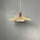 Large Mid-Century Teak and Sisal Cord Hanging Pendant by Temde Leuchten,60s