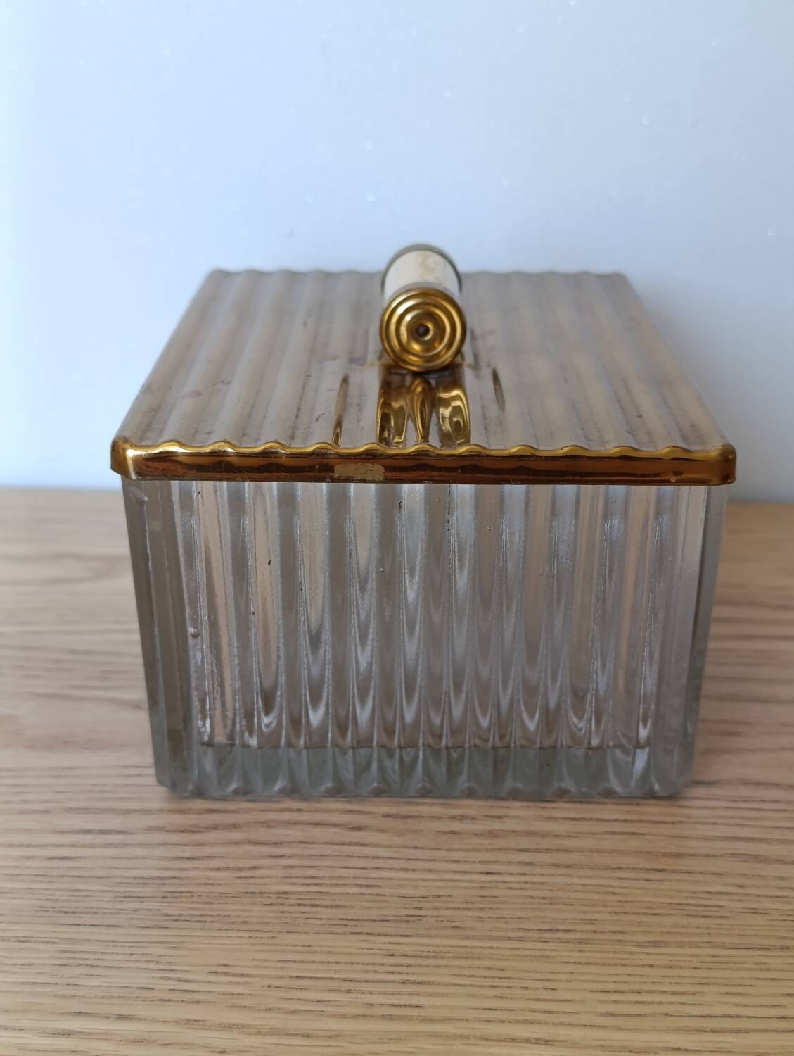Vintage decorative box in ribbed glass – 1960s/70s