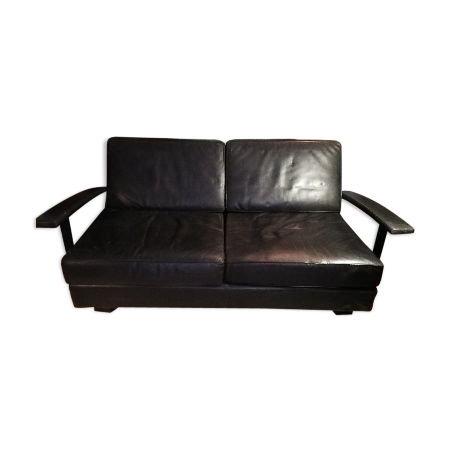 Jean-Michel Wilmotte black leather sofa, Washington model