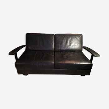 Jean Michel Wilmotte black leather sofa Washington model