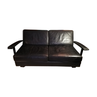 Jean Michel Wilmotte black leather sofa Washington model