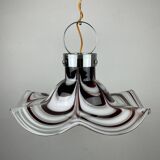 Original Murano glass flower pendant lamp in brown by AV Mazzega, Italy, 1970s.