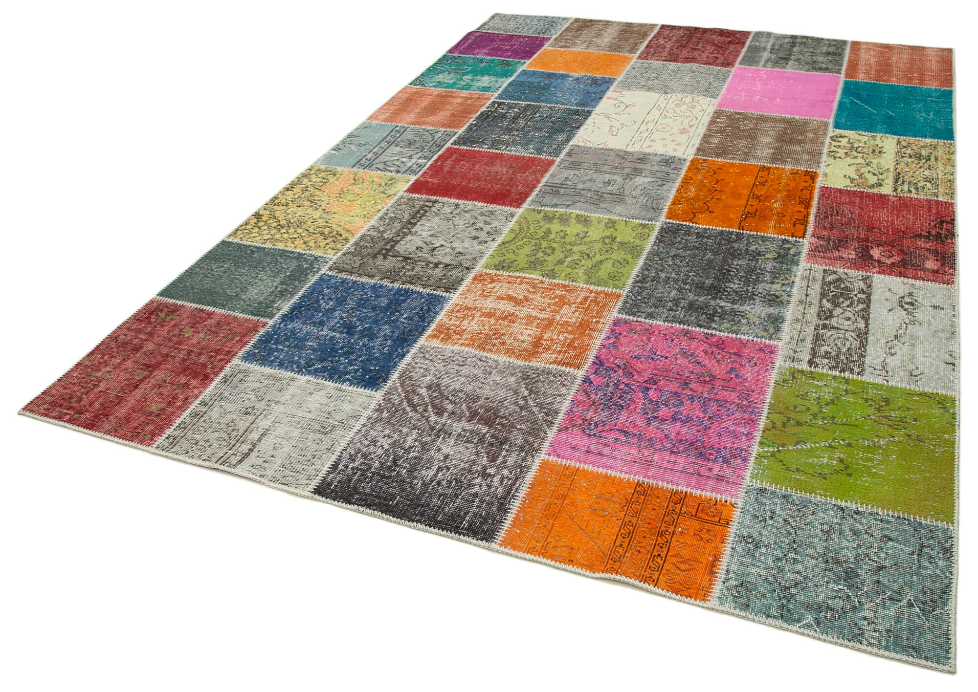 Handmade Oriental Contemporary 205 cm x 300 cm Multicolor Patchwork Carpet