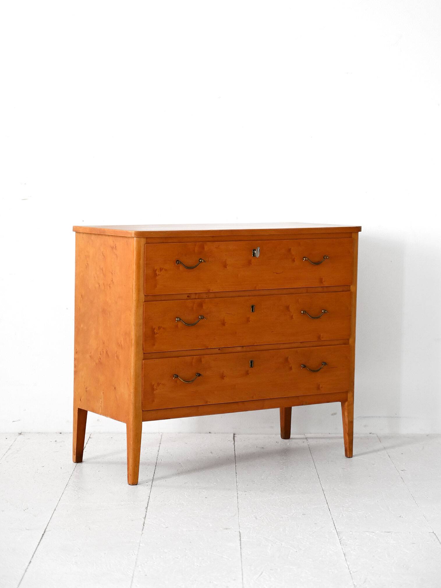 Vintage Scandinavian Birch Burl Chest of Drawers