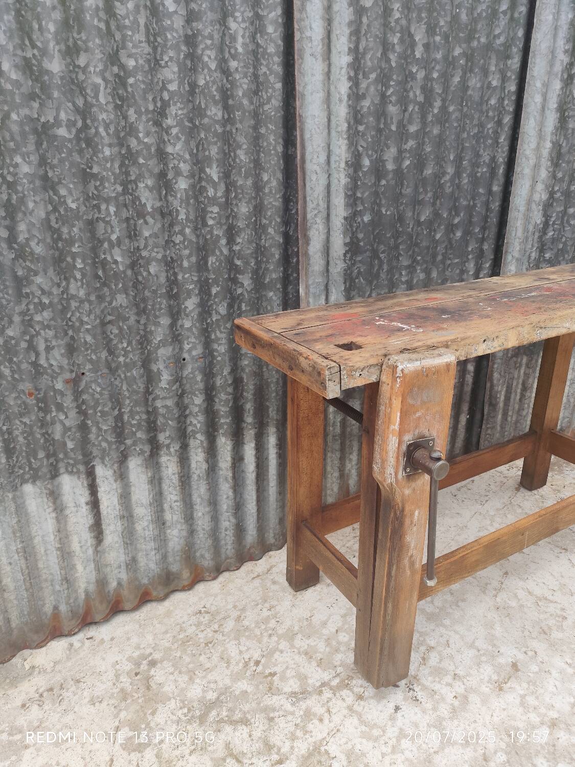 Small solid oak workbench